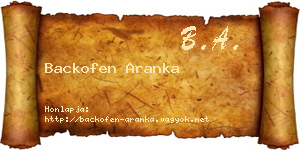 Backofen Aranka névjegykártya